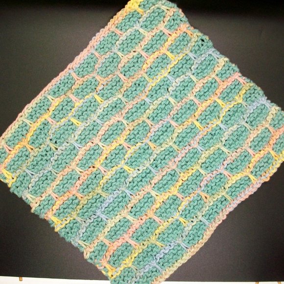 Handmade Knit Green Pink Cotton Wash Dish Spa Cloth Scrubbie Set - Picture 5 of 6